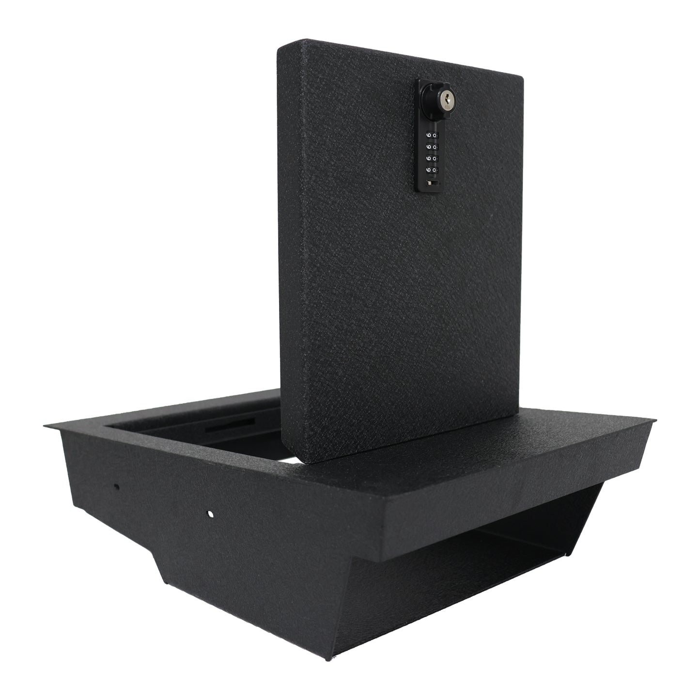 Under Seat Console Safe Box for 2015-2025 Ford F150 models with underseat console bench seats, 4-Digit Combo Lock with Key