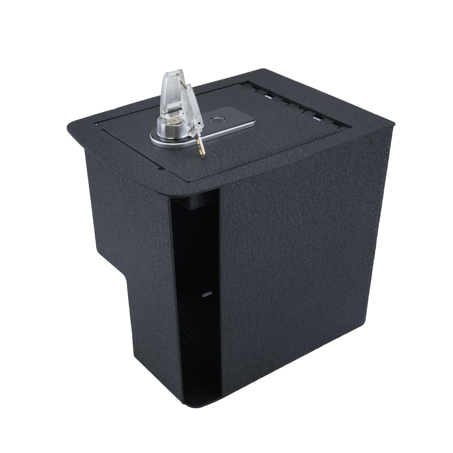 Center Console Gun Safe for 2019-2025 Kia Telluride with Cigarette Lighter, Fingerprint Lock with Key