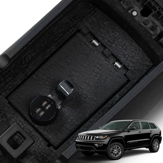 Center Console Safe Gun Safe for 2011-2022 Jeep Grand Cherokee and Dodge Durango, 4-Digit Combination Lock
