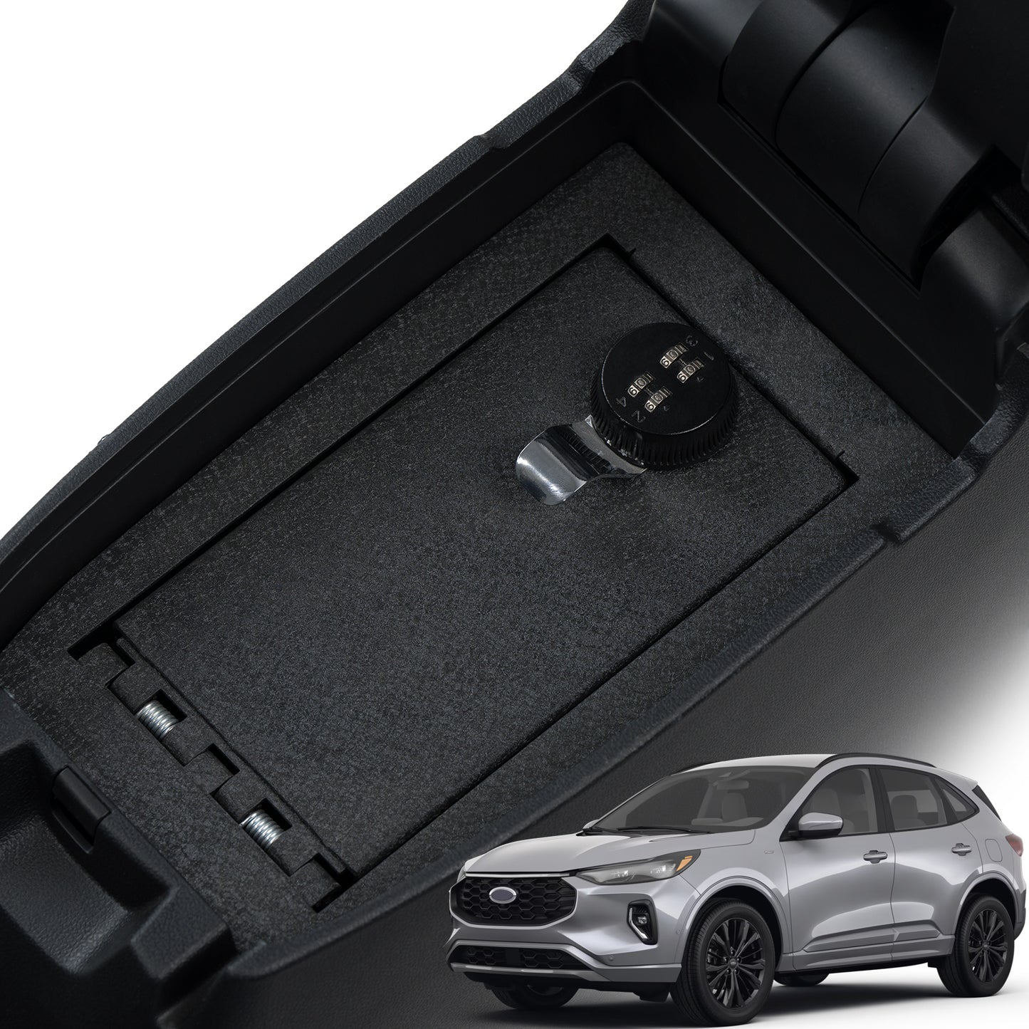 Center Console Gun Safe for 2020-2025 Ford Escape, 4-Digit Combo Lock