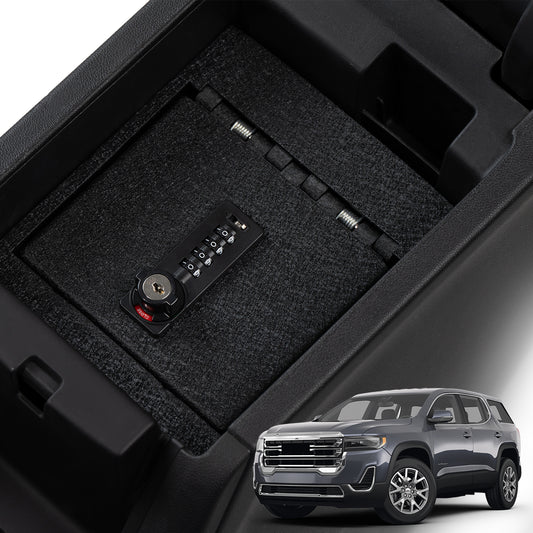Center Console Gun Safe for 2017-2023 GMC Acadia, 4-Digit Combination Lock with Key