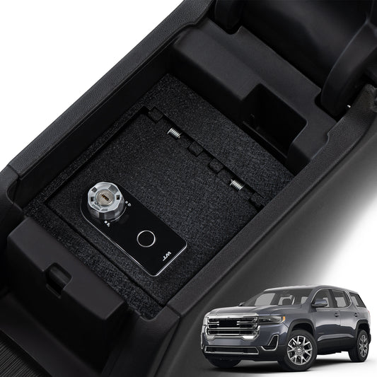 Center Console Gun Safe for 2017-2023 GMC Acadia, Fingerprint Lock with Key