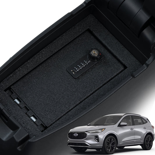 Center Console Gun Safe for 2020-2025 Ford Escape, 4-Digit Combination Lock with Key