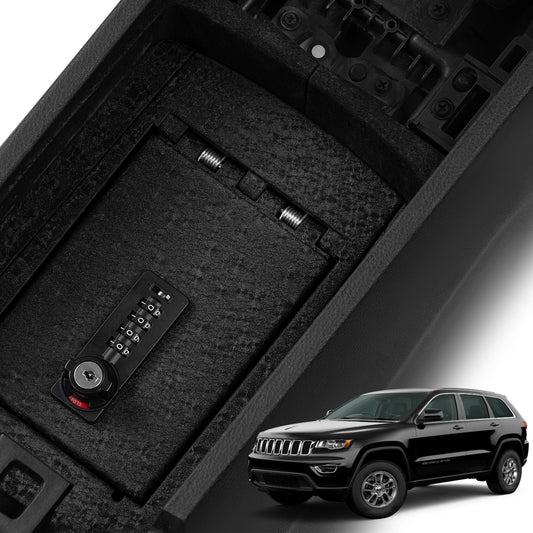 Center Console Safe Gun Safe for 2011-2022 Jeep Grand Cherokee and Dodge Durango, 4-Digit Combination Lock with Key