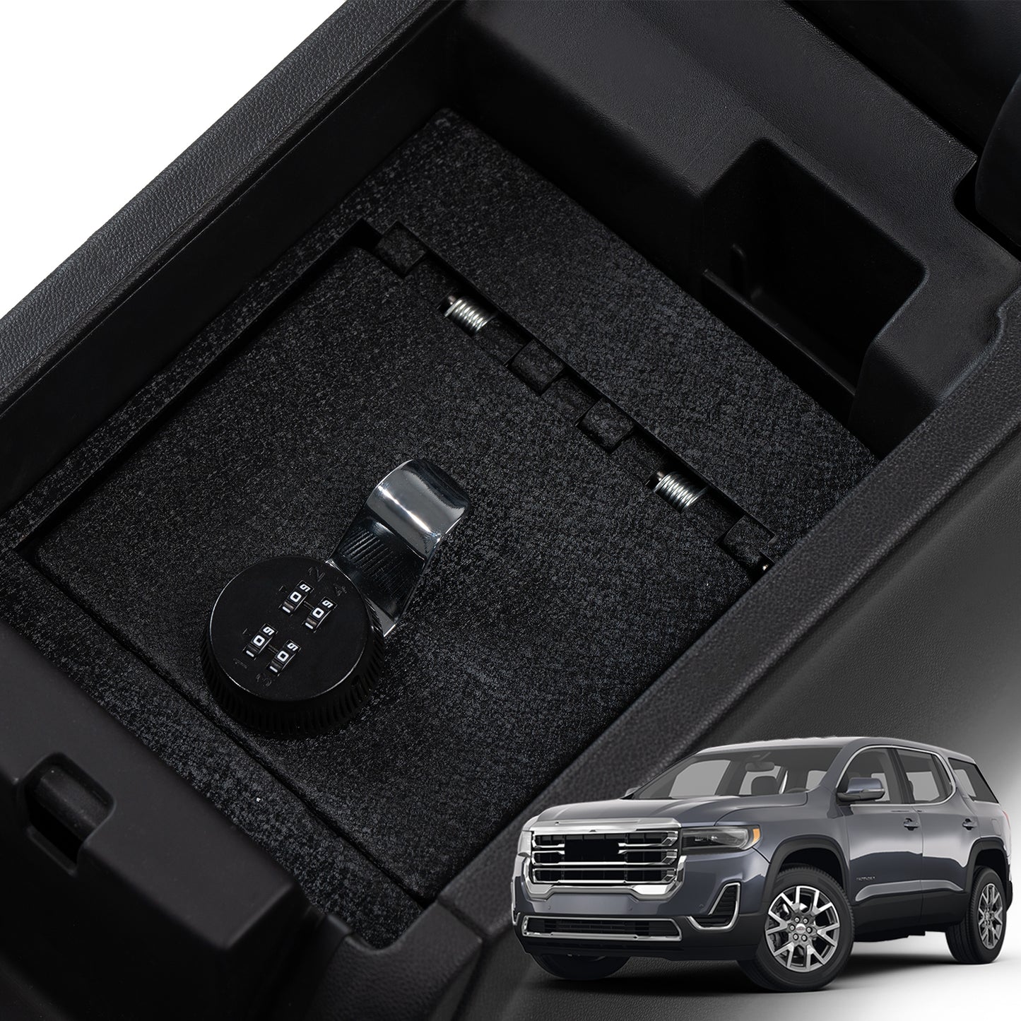 Center Console Gun Safe for 2017-2023 GMC Acadia, 4-Digit Combo Lock