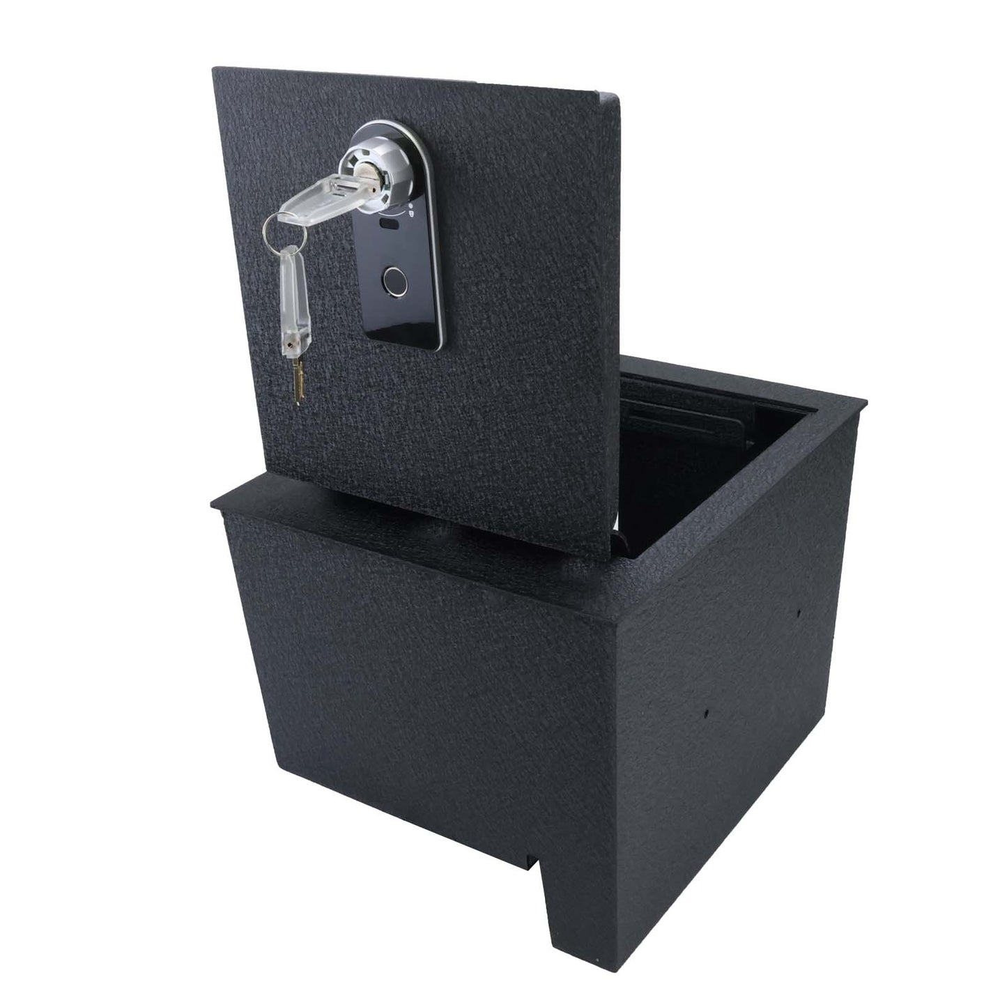 Center Console Gun Safe for 2016-2025 Nissan Titan, Fingerprint Lock with Key