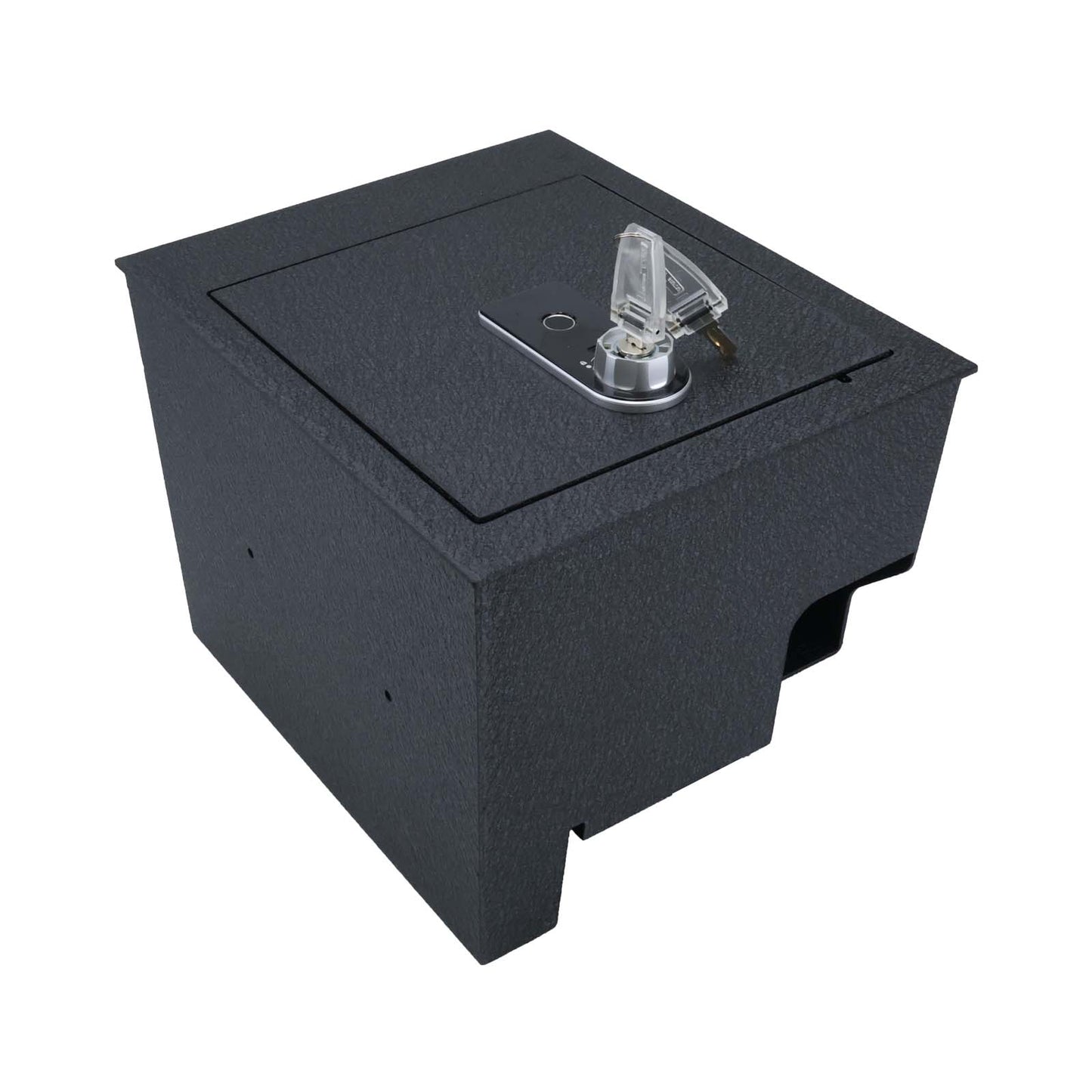 Center Console Gun Safe for 2016-2025 Nissan Titan, Fingerprint Lock with Key