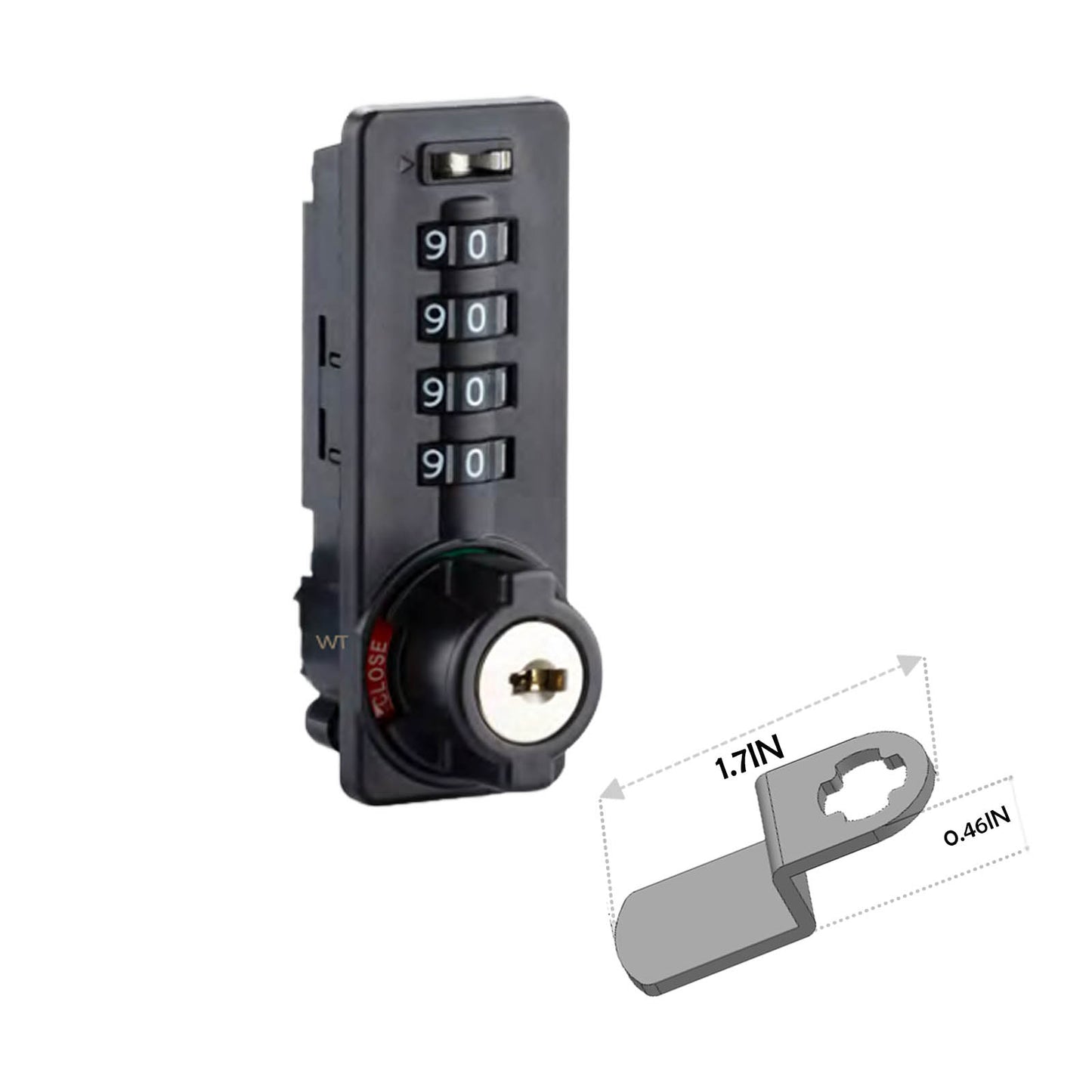 4-Digit Combination Lock with Key,Bended Latch Length 1.71 Inches