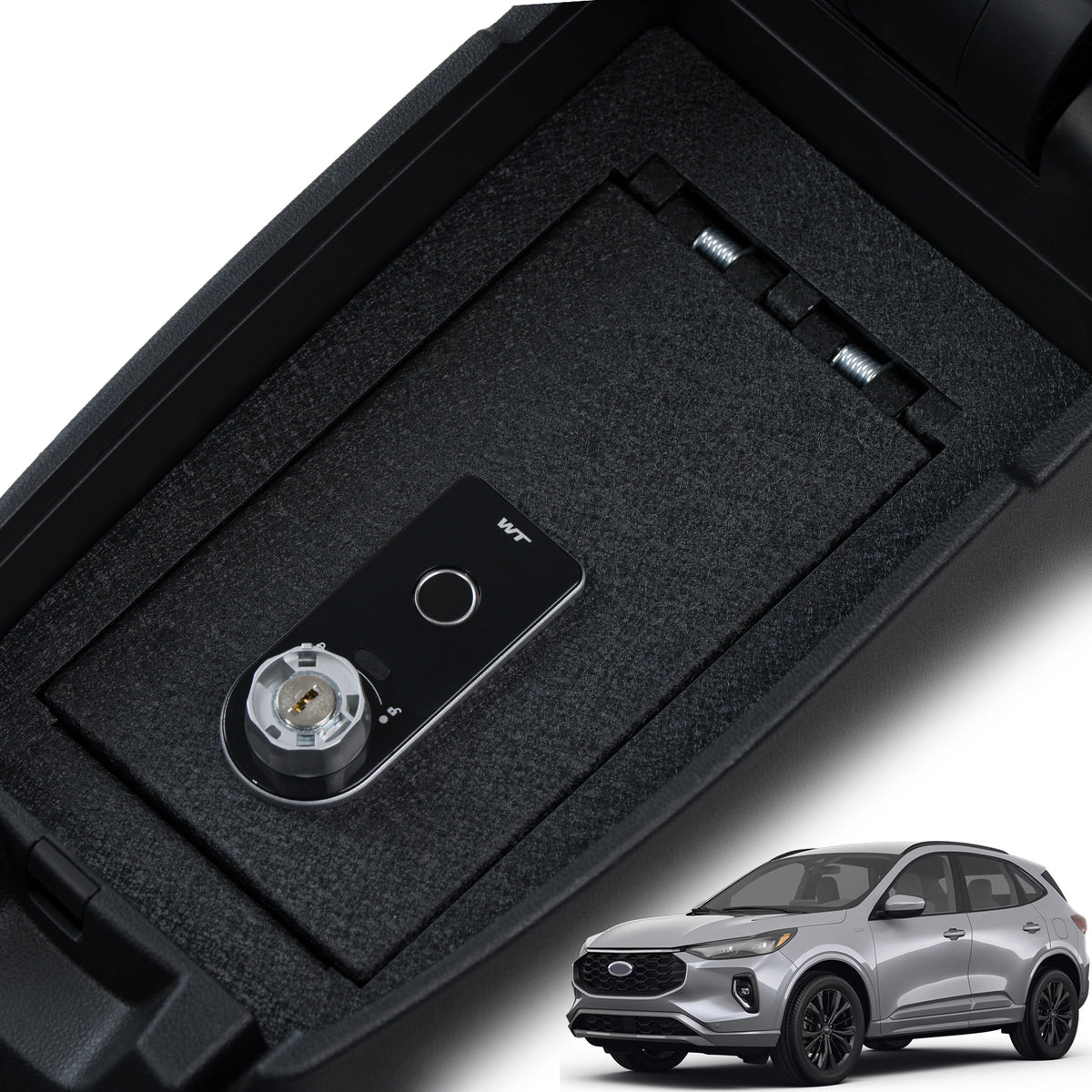 Console Safe | Ford Escape 2020–26 | Ford Bronco Sport 2021–25 | Fingerprint + Key