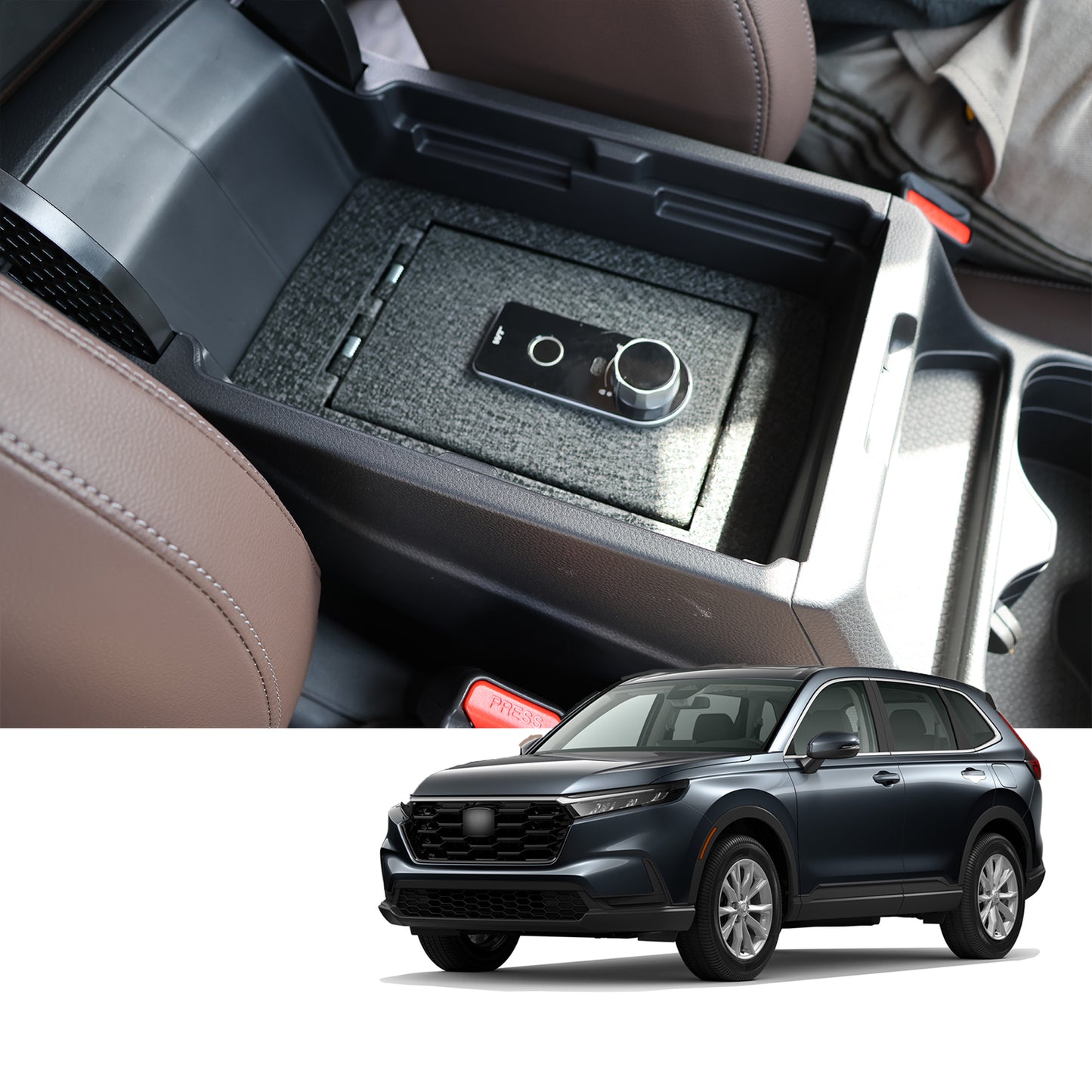 Center Console Safe Gun Safe for 2023-2026 Honda CRV, Fingerprint Lock with Key