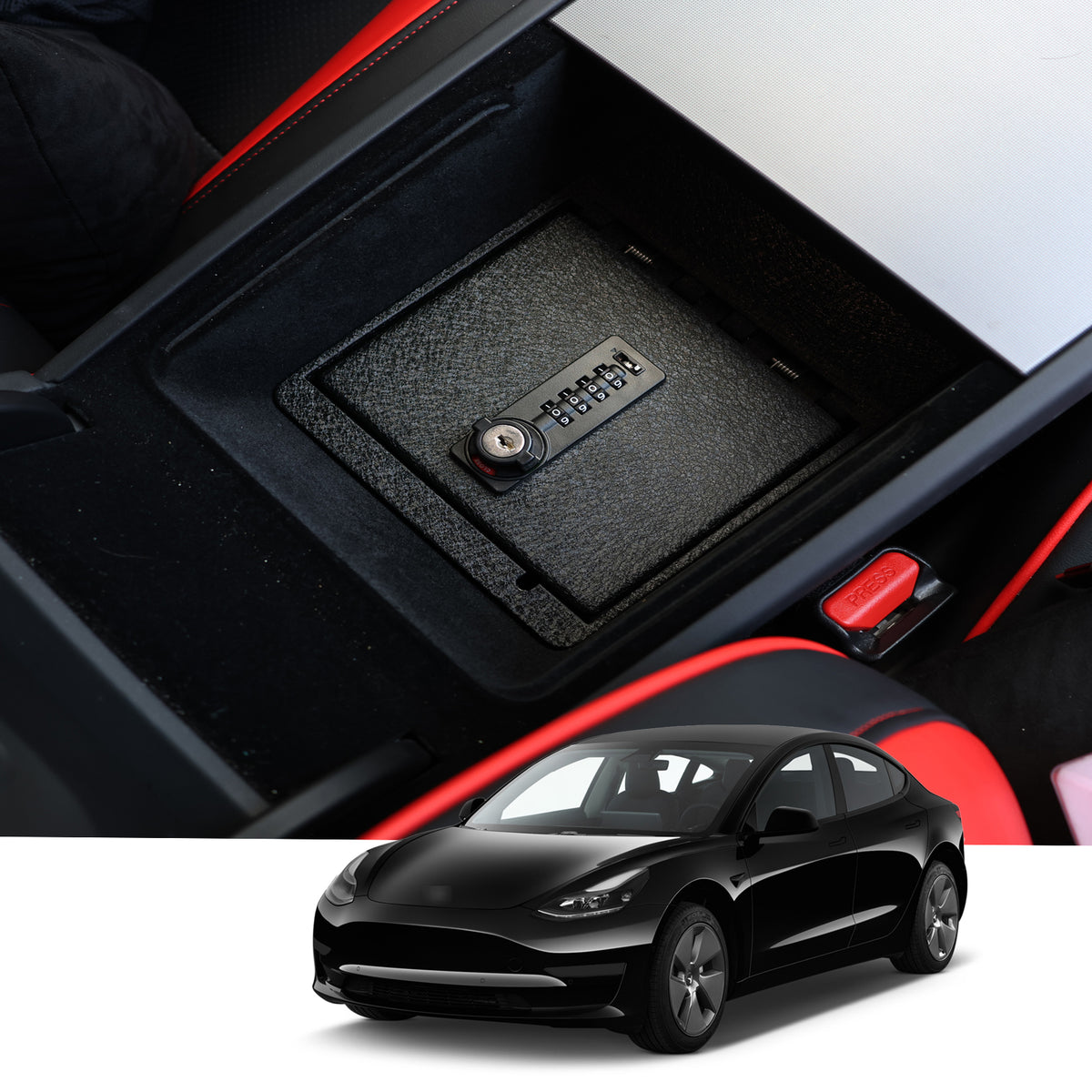 Console Safe | Tesla Model 3 2024–26 | 4D Combo + Key