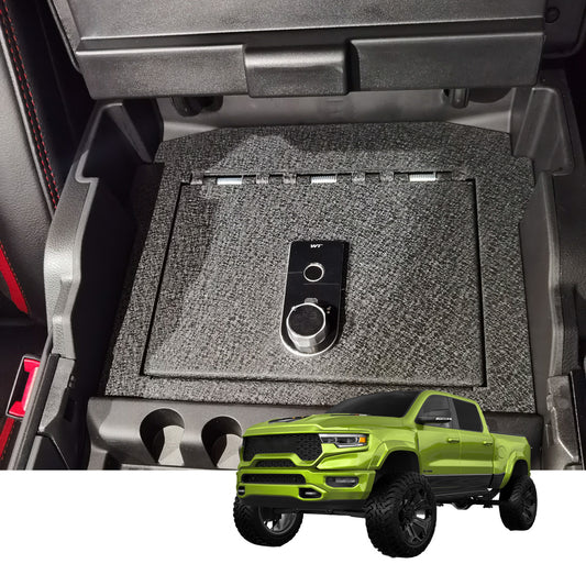 Center Console Safe Gun Safe for 2021-2024 RAM TRX, 2022-2025 RAM GT, 2025 Dodge Ram RHO ,Fingerprint Lock with Key