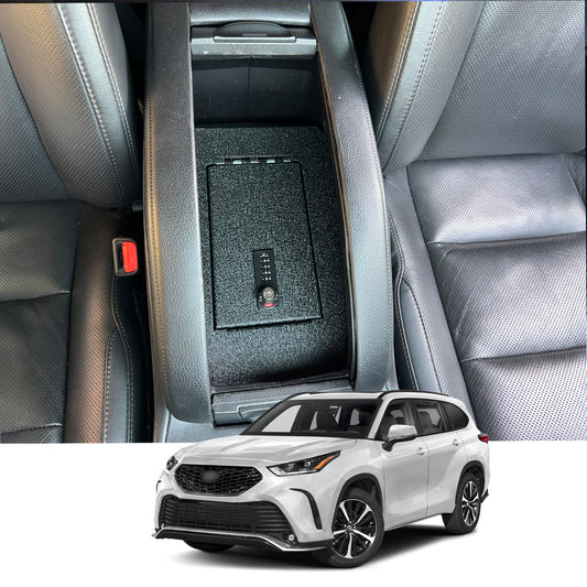Center Console Gun Safe for 2014-2019 Toyota Highlander, 4-Digit Combination Lock with Key