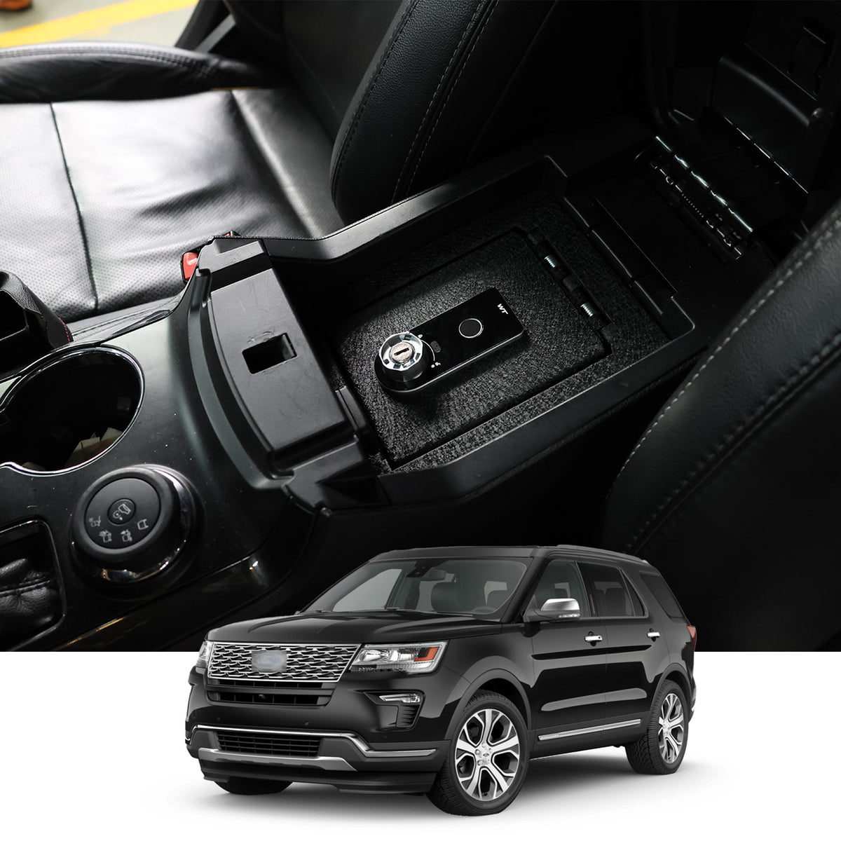 Console Safe | Ford Explorer 2013–19 | Fingerprint + Backup Key