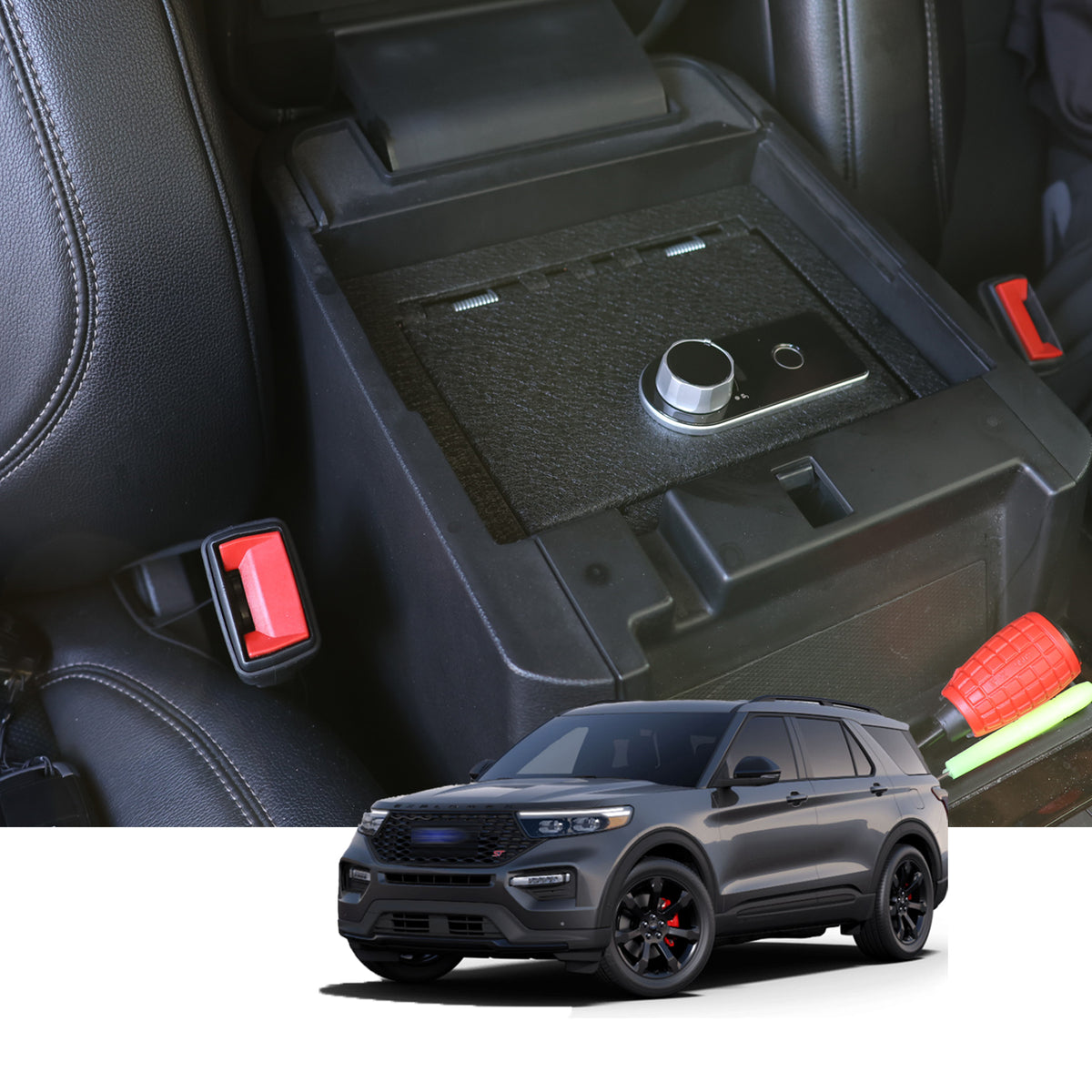 Console Safe | Ford Explorer 2020–26 | Fingerprint + Key