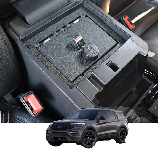 Center Console Gun Safe for 2020-2025 Ford Explorer, 4-Digit Combo Lock