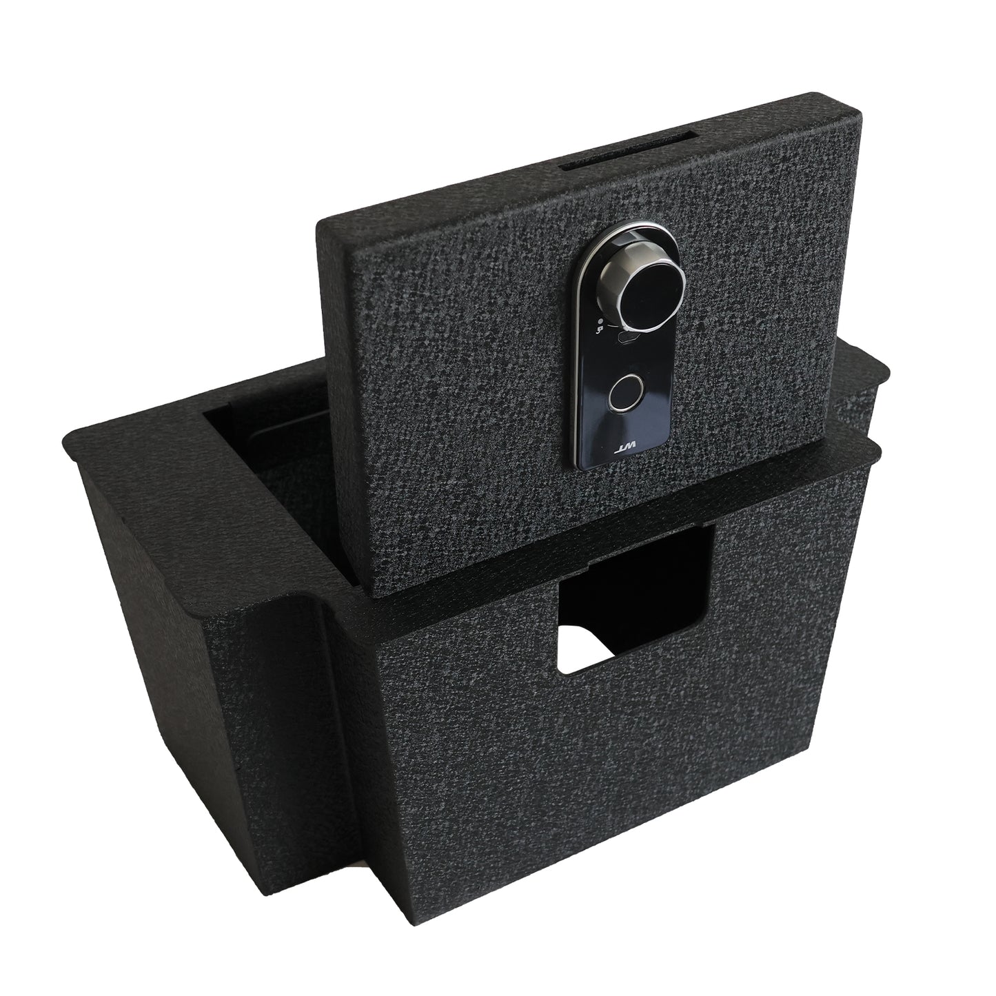 Center Console Safe Gun Safe for 2023-2026 Chevy Silverado 1500,2500HD,3500HD/GMC Sierra 1500, Fingerprint Lock with Backup Key.