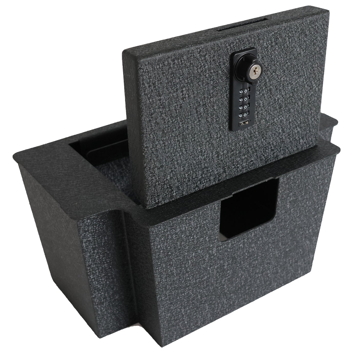 Caja fuerte para consola central para armas para Chevy Silverado 1500,2500HD,3500HD/GMC Sierra 1500 2023-2024, cerradura de combinación de 4 dígitos con llave de respaldo.
