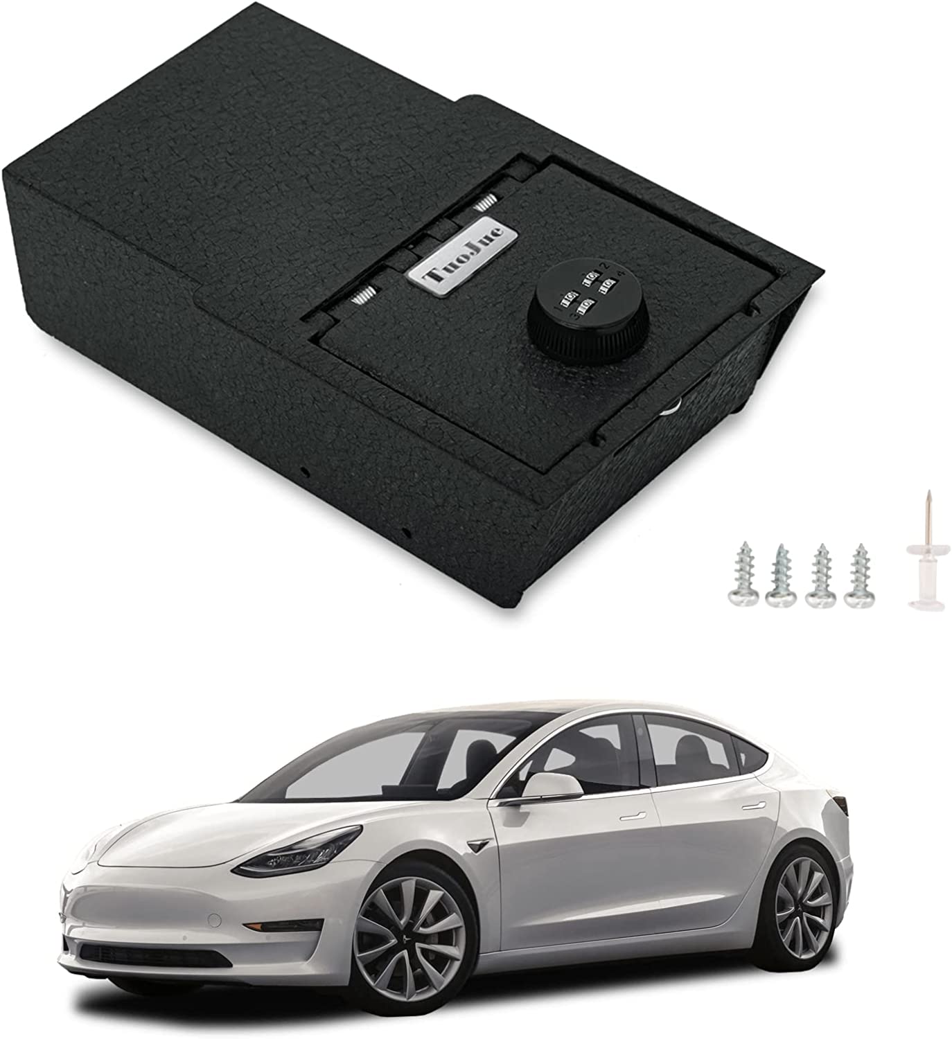 Center Console Safe Gun Safe for 2021-2024 Tesla Model Y and 2021-2023 Model 3, 4-Digit Combo Lock