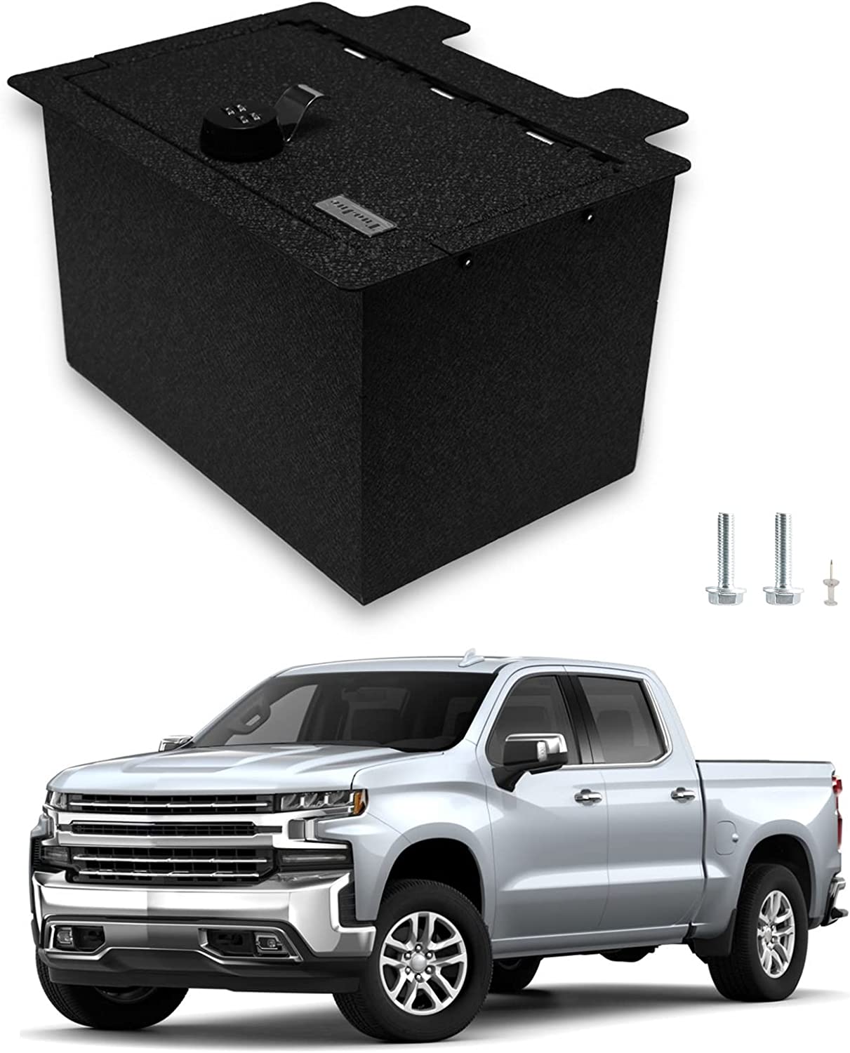 Center Console Safe Gun Safe for 2019-2022 Chevy Silverado 1500 / GMC Sierra 1500 and  2020-2022 Chevy Silverado 2500/3500/ GMC Sierra 2500/3500, 4-Digit Combo Lock