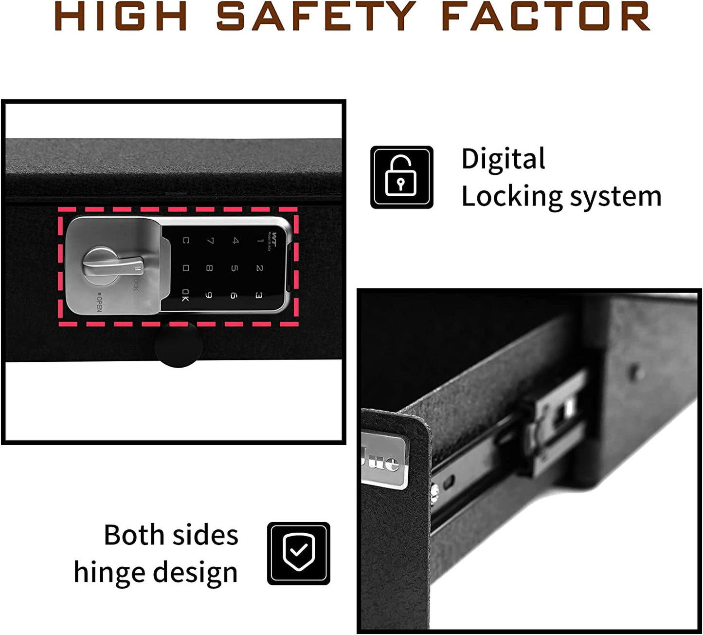 Under Seat Storage Console Vault Lock Box Compatible with 2021-2024 Tesla Model Y, Electronic Number Lock