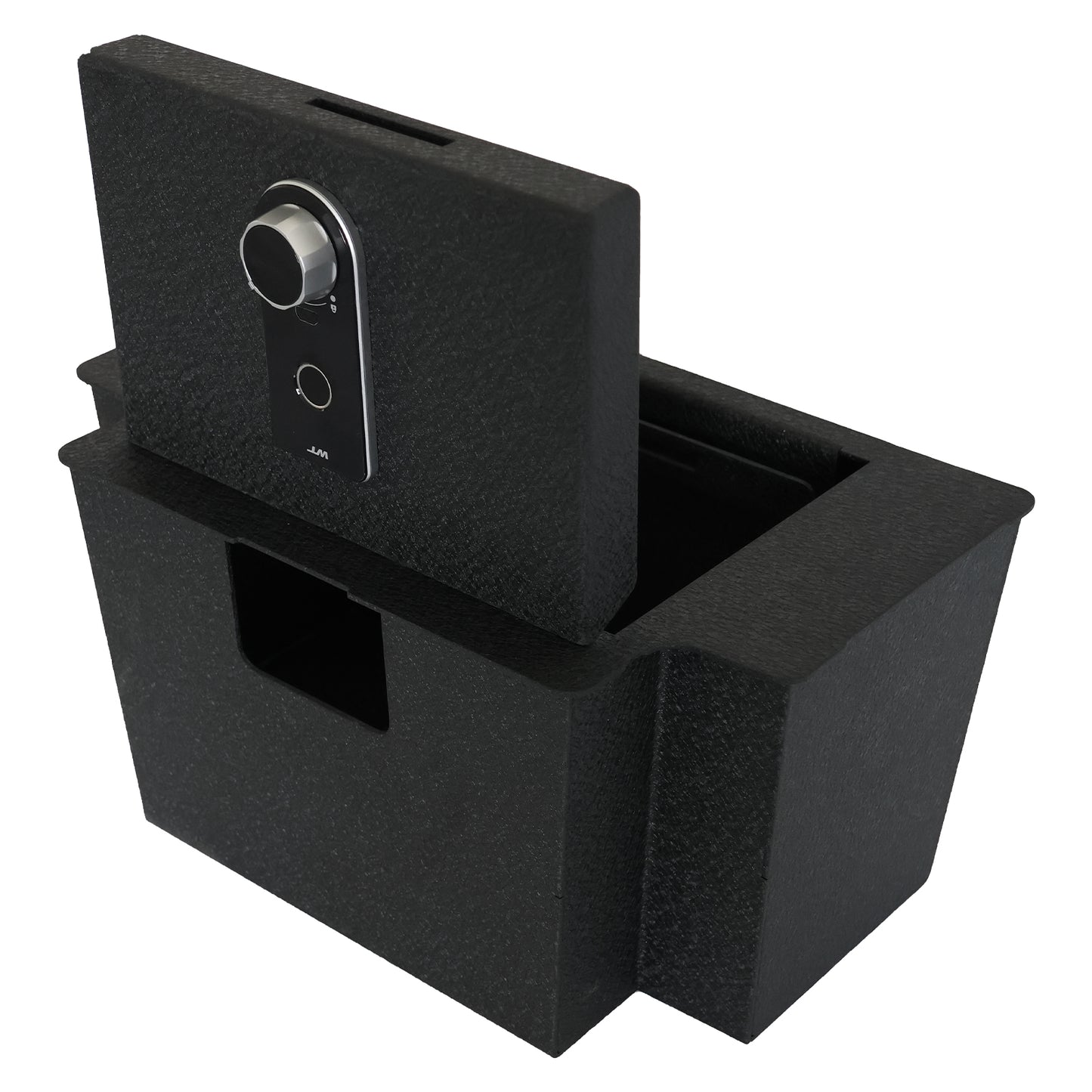 Center Console Safe Gun Safe for 2023-2026 Chevy Silverado 1500,2500HD,3500HD/GMC Sierra 1500, Fingerprint Lock with Backup Key.