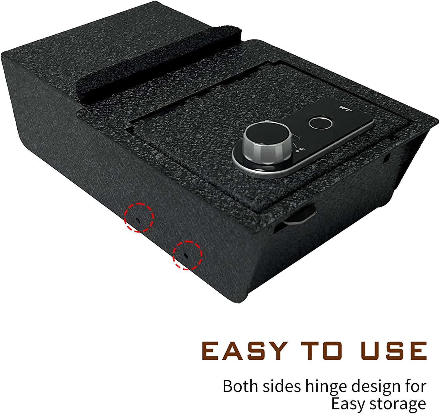 Center Console Safe Gun Safe for 2021-2024 Tesla Model Y and 2021-2023 Model 3, Fingerprint Lock with Key