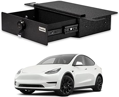 Under Seat Storage Console Safe Box for 2021-2024 Tesla Model Y, 4-Digit Combo Lock