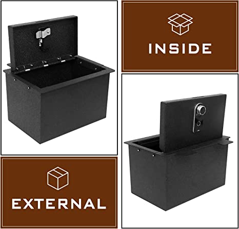 Center Console Safe Gun Safe for 2019-2022 Chevy Silverado 1500 / GMC Sierra 1500 and  2020-2022 Chevy Silverado 2500/3500/ GMC Sierra 2500/3500, Fingerprint Lock with Key