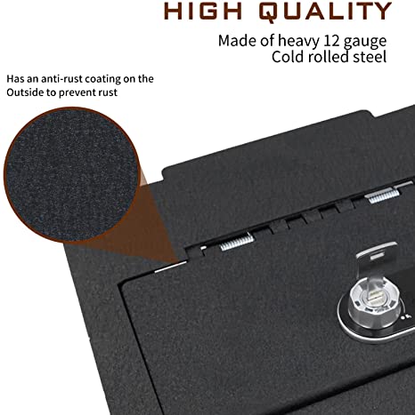 Caja fuerte para consola central para armas para Dodge Ram 1500 2500 3500 y 2019 Dodge Ram 1500 Classic 2009-2018, cerradura de huellas dactilares con llave