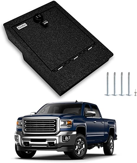 Under Seat Console Safe Box for 2014 to 2018 Chevrolet Silverado 1500 and GMC Sierra 1500 with a underseat console bench seat, 4-Digit Combo Lock