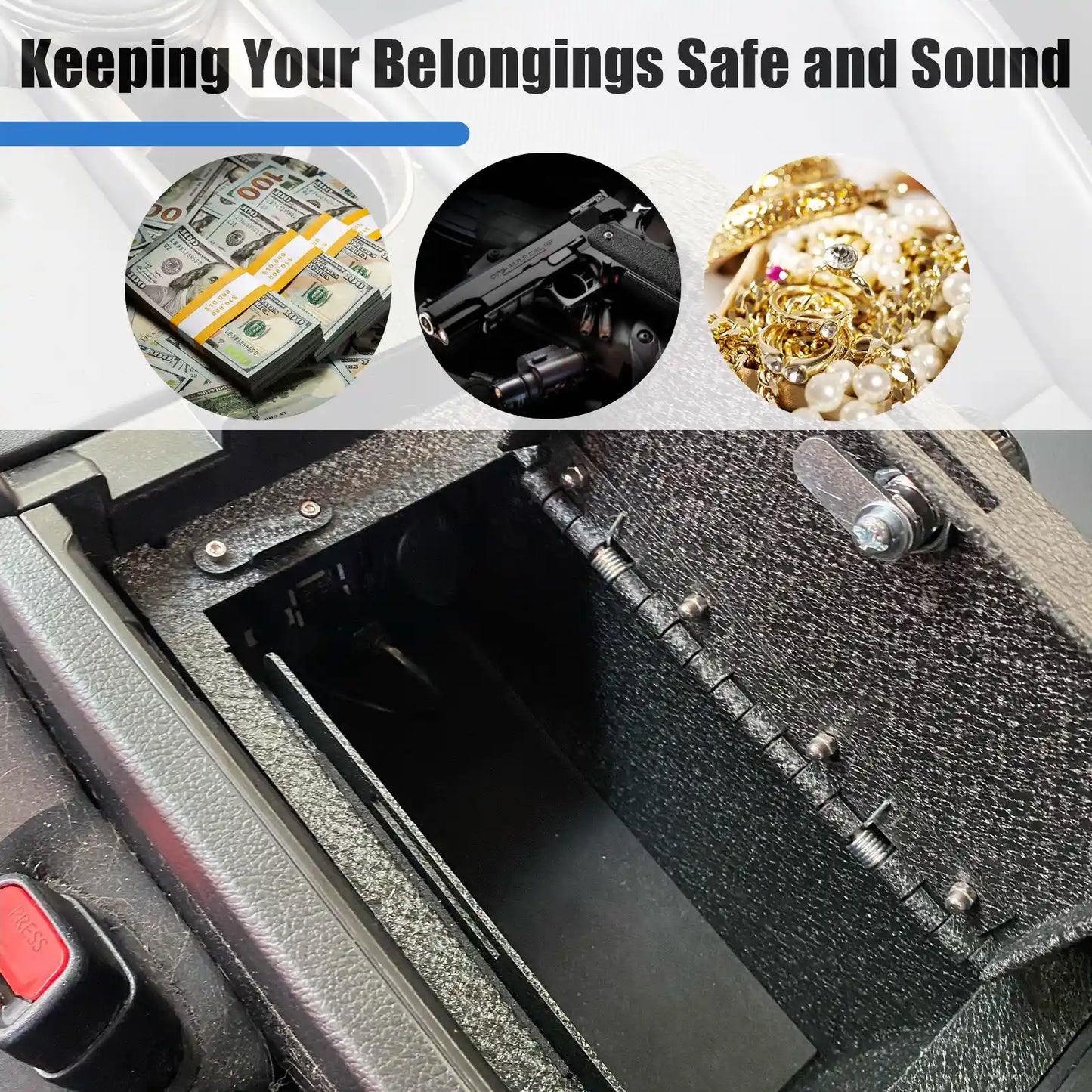 Dodge Ram 1500 Console Gun Safe (Fingerprint Lock with Key) : 2019-2023