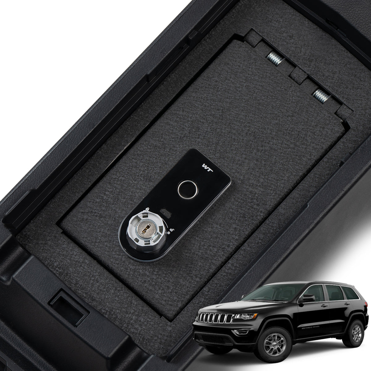 Console Safe | Jeep Grand Cherokee 2011–22 | Dodge Durango 2011–26 | Fingerprint + Key