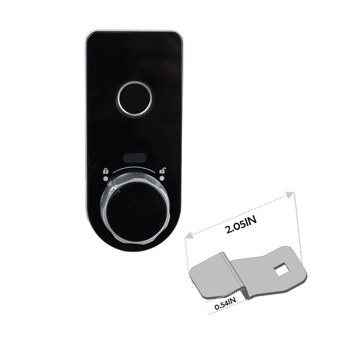 Fingerprint + Key | Bended Latch Length 2.05 Inches