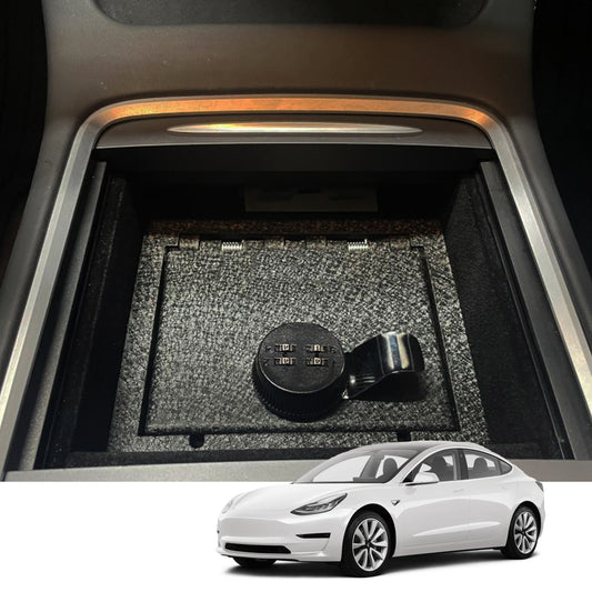 Center Console Safe Gun Safe for 2021-2024 Tesla Model Y and 2021-2023 Model 3, 4-Digit Combo Lock