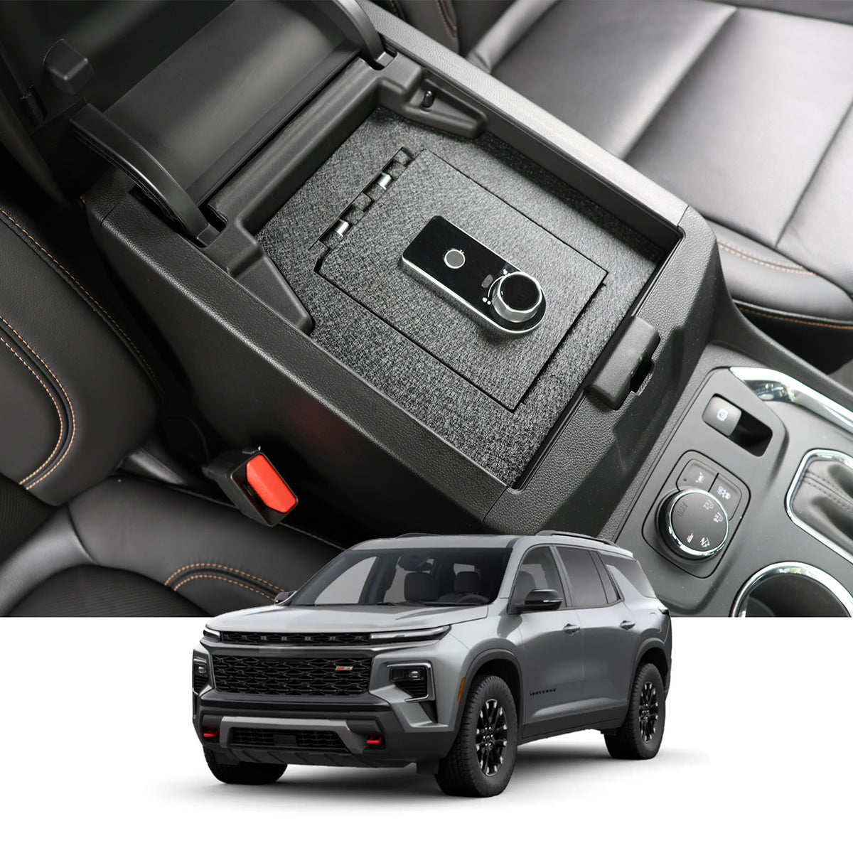 Console Safe | Chevrolet Traverse 2018–23 | Fingerprint + Key