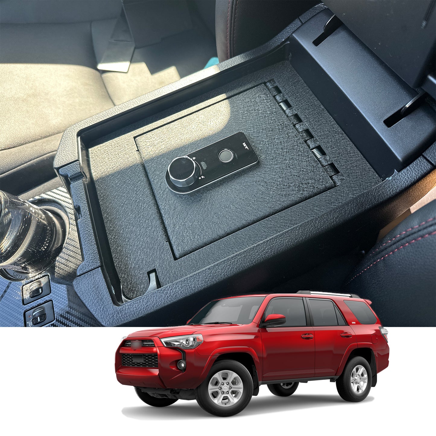 Center Console Safe Gun Safe for 2010-2024 Toyota 4runner With Full Floor Console Model, Fingerprint Lock with Key