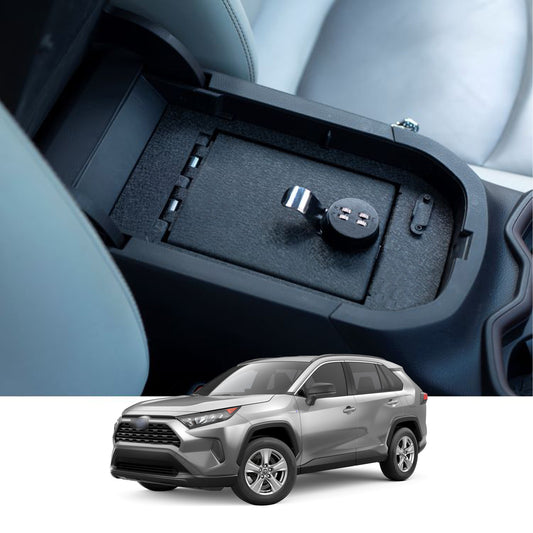 Center Console Safe Gun Safe for 2019-2025 Toyota RAV4, 4-Digit Combo Lock