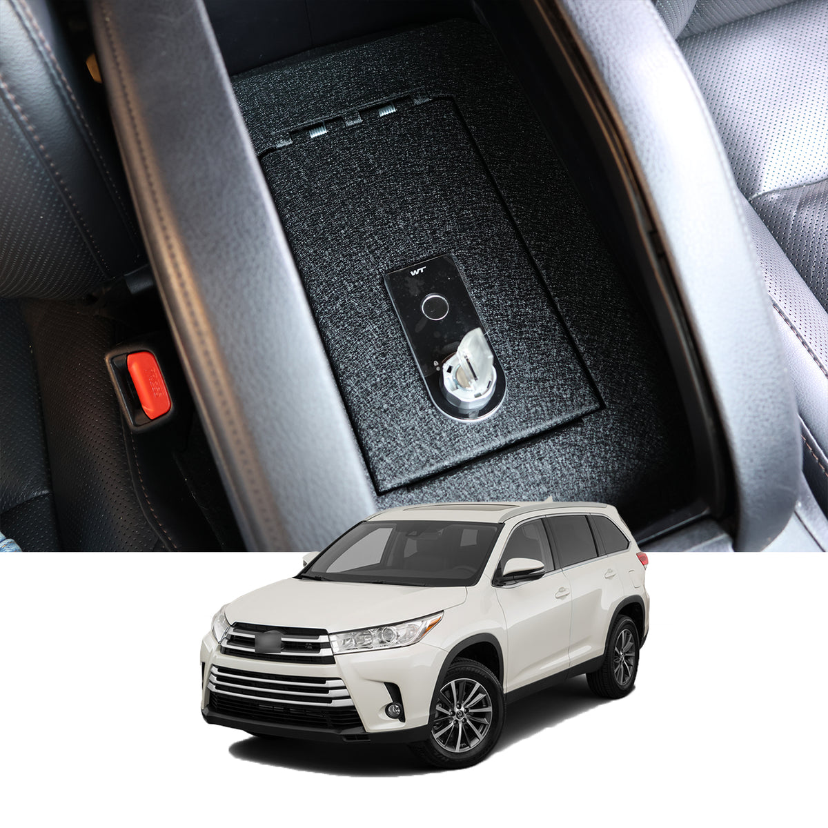 Console Safe | Toyota Highlander 2014–19 | Fingerprint + Key