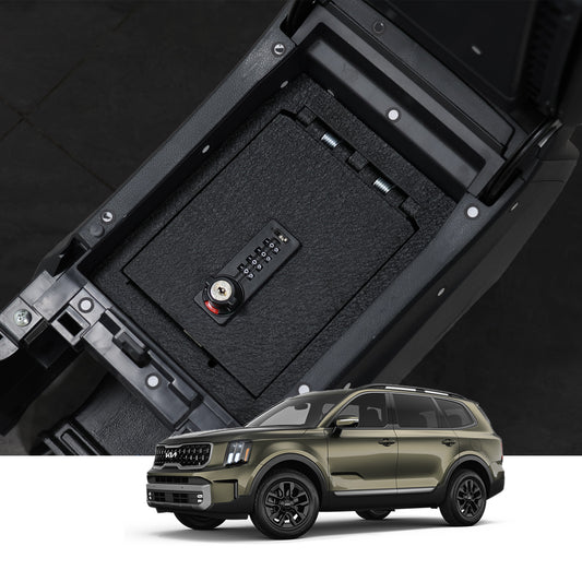 Center Console Gun Safe for 2019-2025 Kia Telluride, 4-Digit Combination Lock with Key