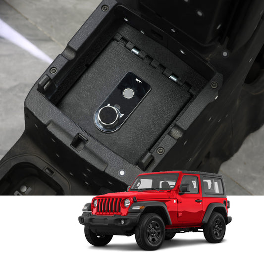 Center Console Safe Gun Safe for 2018-2022 Jeep Wrangler JL and Jeep Gladiator, Fingerprint Lock with Key