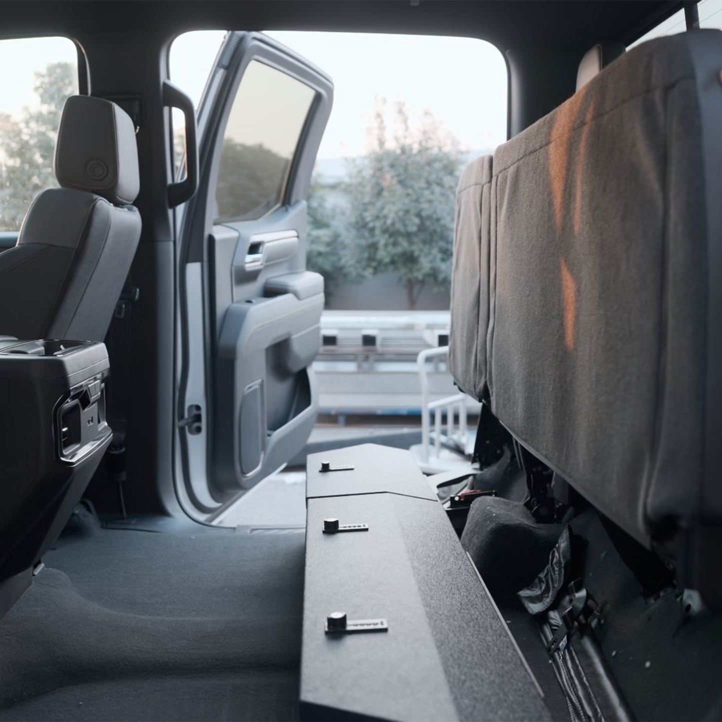 Underseat Console Gun Safe for 2019-2026 Chevrolet Silverado 1500 (4 door model), Fingerprint Lock with Key