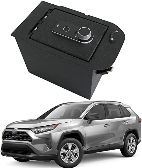 Center Console Safe Gun Safe for 2019-2024 Toyota RAV4, Fingerprint Lock with Key