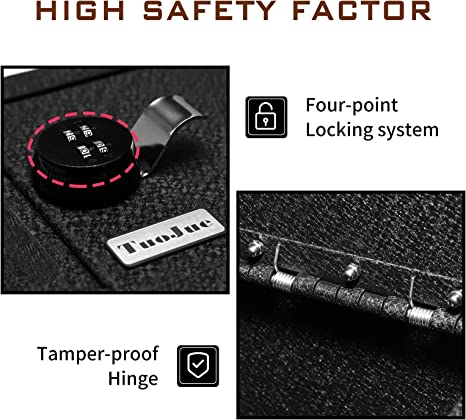 Center Console Safe Gun Safe for 2016-2023 Toyota Tacoma, 4-Digit Combo Lock