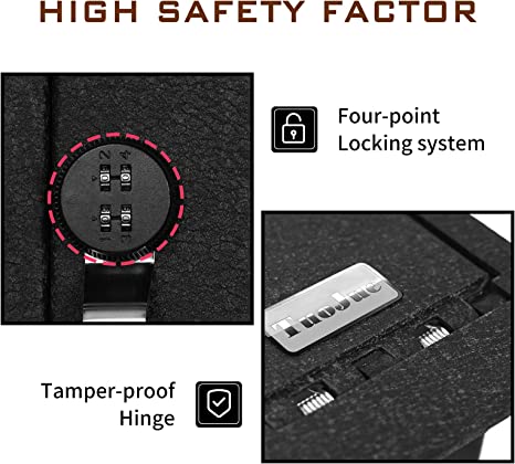Center Console Safe Gun Safe for 2013-2018 Subaru Forester, 4-Digit Combo Lock